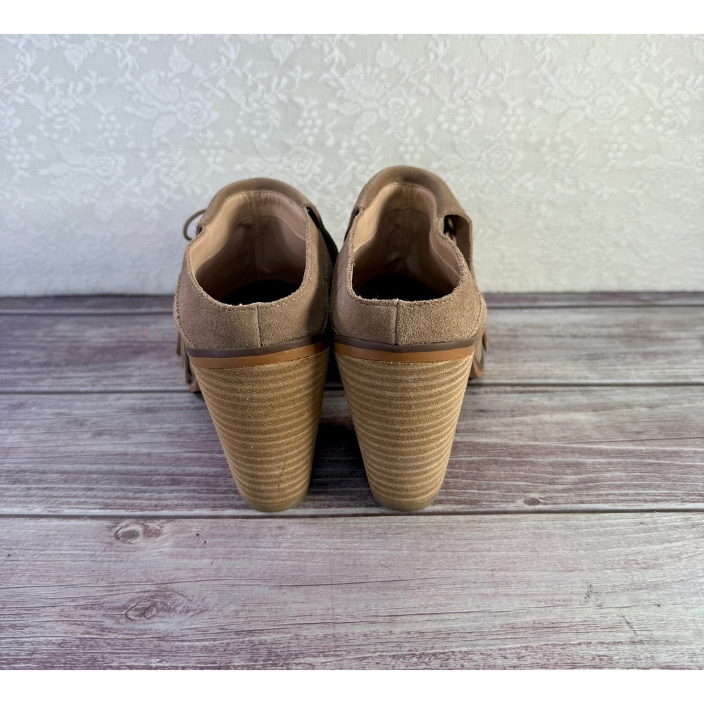Sole Society Wilshire Taupe Cow Suede Fringe Block Heel Mule Booties Womens 7.5 - Picture 17 of 17